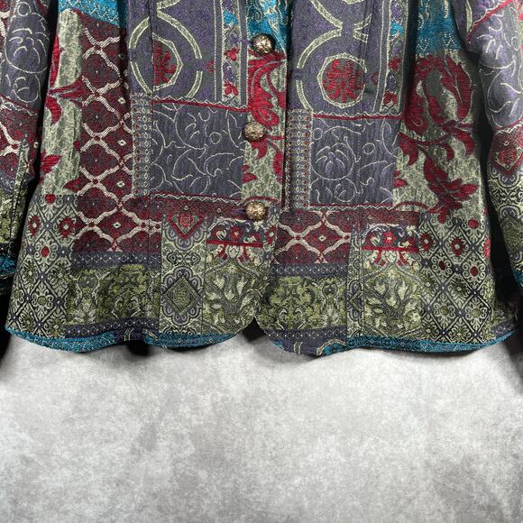 Erin London Blazer Jacket Womens 1X Floral Three-Button Lined‎ Artsy Mature Boho - Picture 3 of 9